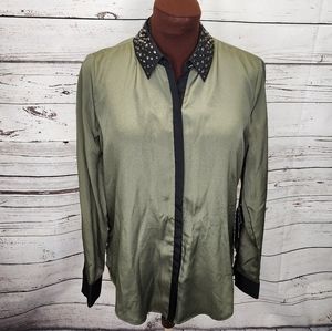 Rock & Republic‎ Army Surplus Green Studded Blouse Size Medium